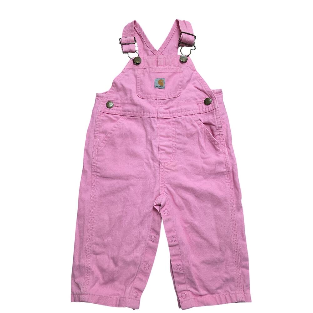 Carhartt 100% Cotton Pink Canvas Long Overalls Jumpsuit w/ Bib Pockets Size 9M